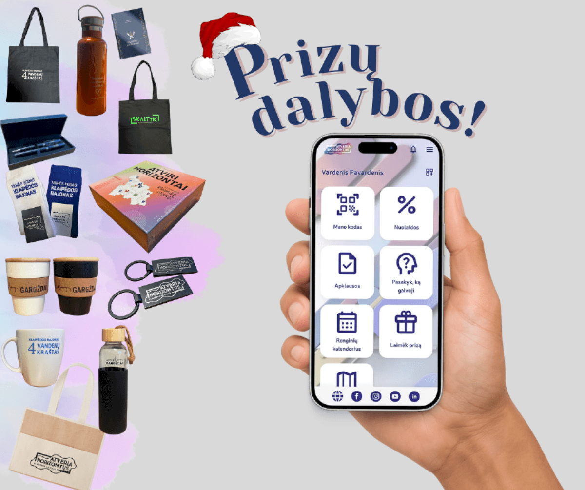 Kalėdų dieną kviečiame sukti šventinį laimės ratą „Atvirų horizontų“ programėlėje – laukia šaunūs prizai!